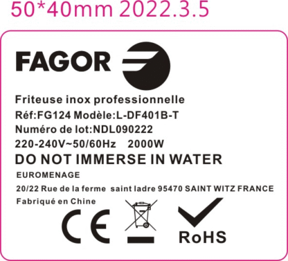 FAGOR-Friteuse 4L Inox-2000W-3 paniers - FG124 – Image 14