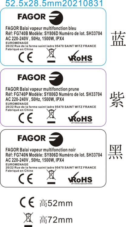 FAGOR Balai vapeur multifonction noir - FG740N – Image 2