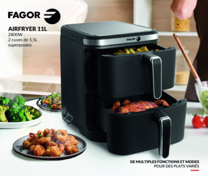 Cooking Fry 11L 2 cuves de 5,5L superposées - FG2502CR – Image 9