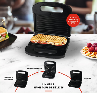 Grill multifonction 3 en 1 750W